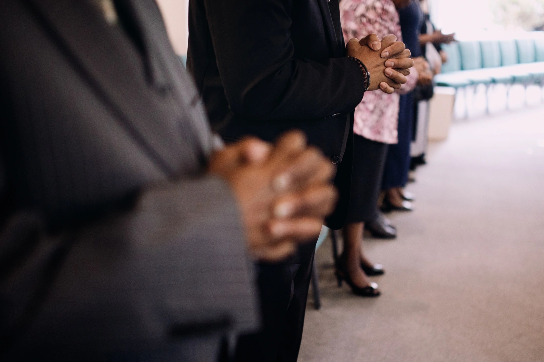 People praying during a church service
